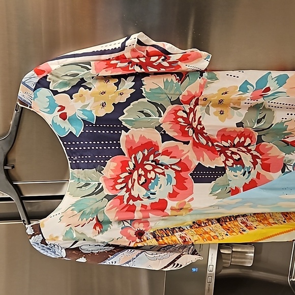 💕JOHNNY WAS💕 Tropic Georgette 100% Silk Maxi Dress ~ Patchwork Print 2X NWT - Picture 13 of 16